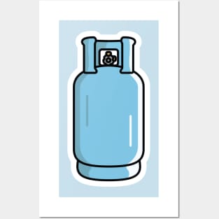 Gas Cylinder Tank Sticker vector illustration. Transportation and cooking object icon concept. Oxygen gas cylinder canister fuel storage sticker design logo with shadow. Posters and Art